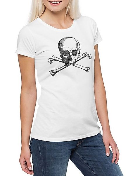 Urban Backwoods Print-Shirt Skull & Crossbones II Damen T-Shirt Jolly Pirat günstig online kaufen