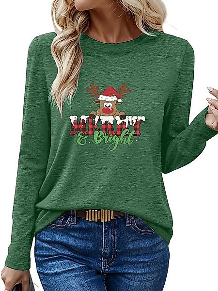 PYLIKE Longsleeve Weihnachten Damen Langarm Basic-Shirt mit ausgefallene Pr günstig online kaufen