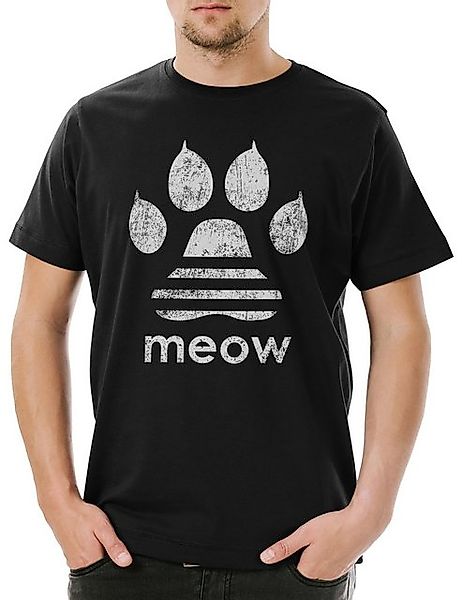 Urban Backwoods Print-Shirt Meow Herren T-Shirt Miau Katze Katzen Liebhaber günstig online kaufen