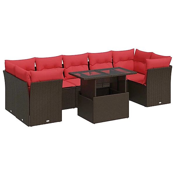 vidaXL 8-Tlg Garten-Sofagarnitur mit Kissen Braun Poly Rattan Akazie 332612 günstig online kaufen