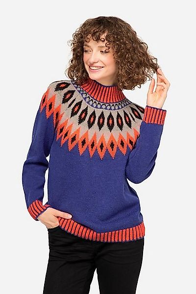 Laurasøn Strickpullover Norwegerpullover Wollanteil Stehkragen Langarm günstig online kaufen