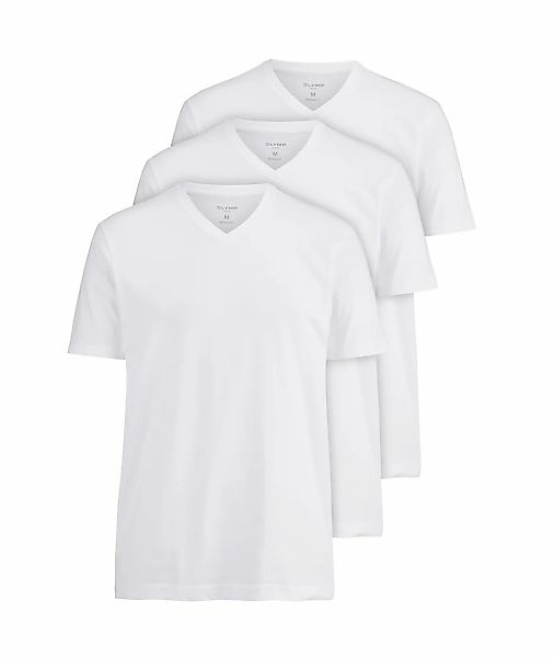 OLYMP T-Shirt, (Packung, 3 tlg., 3er), V-Ausschnitt, modern fit, reine Baum günstig online kaufen