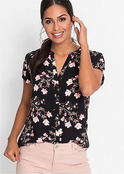 bonprix Kurzarmbluse Regular Fit, für Businessmode, aus Viskose, feminin ge günstig online kaufen