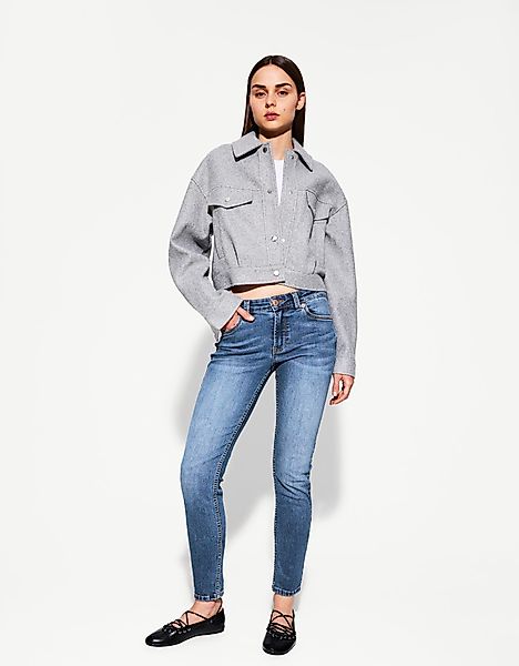 Bershka Skinny-Jeans Mit Tiefem Bund Damen 44 Blau günstig online kaufen