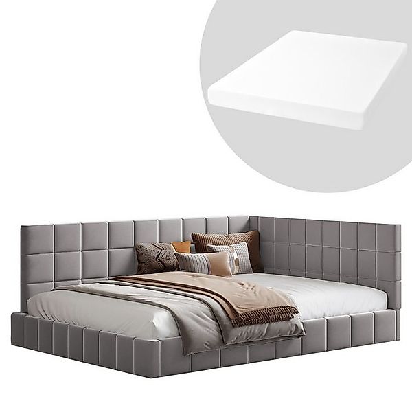 HAUSS SPOLE Schlafsofa 140x200 Polsterbett mit Lattenrost aus Samtstoff Gra günstig online kaufen