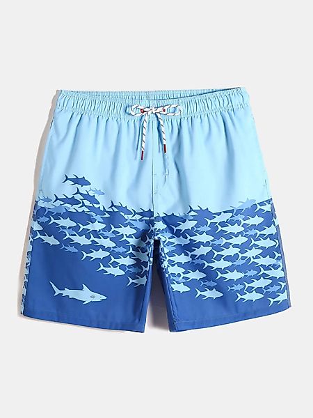 Blue Shark Printed Drawstring Leichte Strand-Shorts mit Mesh-Futter und Mag günstig online kaufen