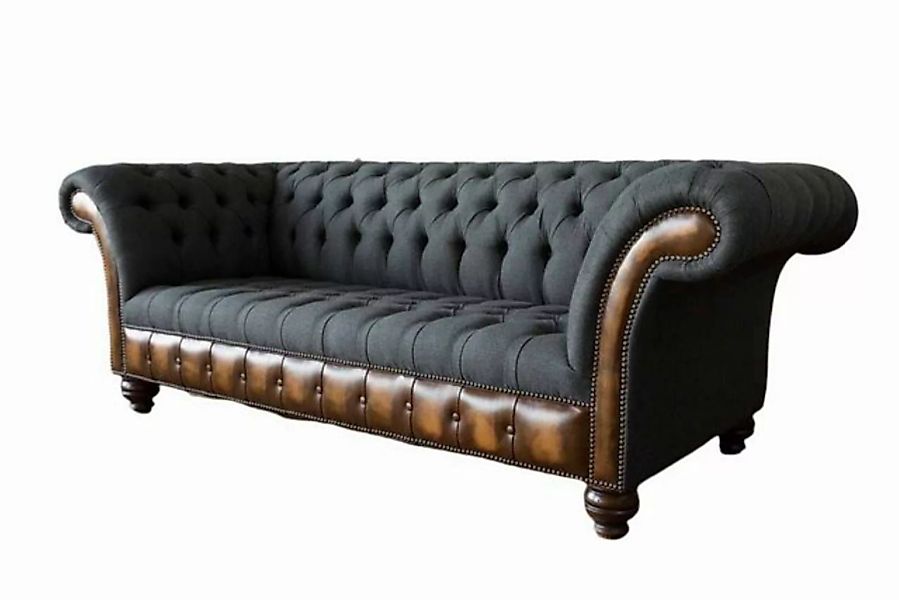 JVmoebel Sofa Designer Grauer Chesterfield Dreisitzer Stoff Möbel Textil Ne günstig online kaufen