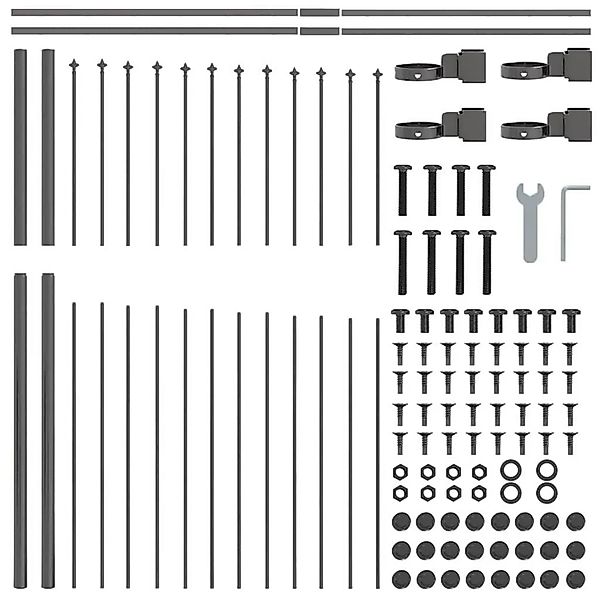 vidaXL Gartenzaun Grau 170 x 125 cm Pulverbeschichteter Stahl 42003904 günstig online kaufen