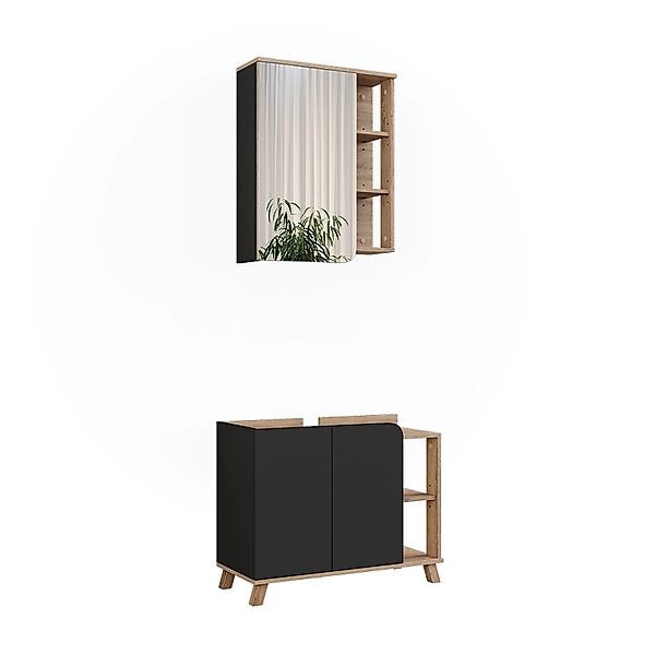 Vicco Badmöbel-Set Karen Sonoma/Anthrazit 2 Teile Opt 2 günstig online kaufen