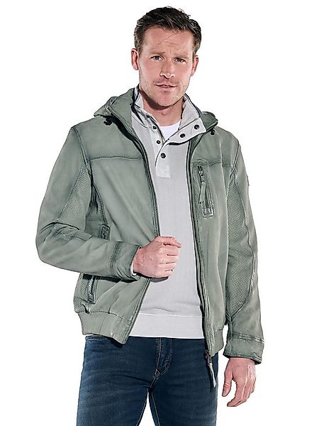 Engbers Lederjacke Herren Lederjacke mit abnehmbarer Kapuze, Hellgruen günstig online kaufen