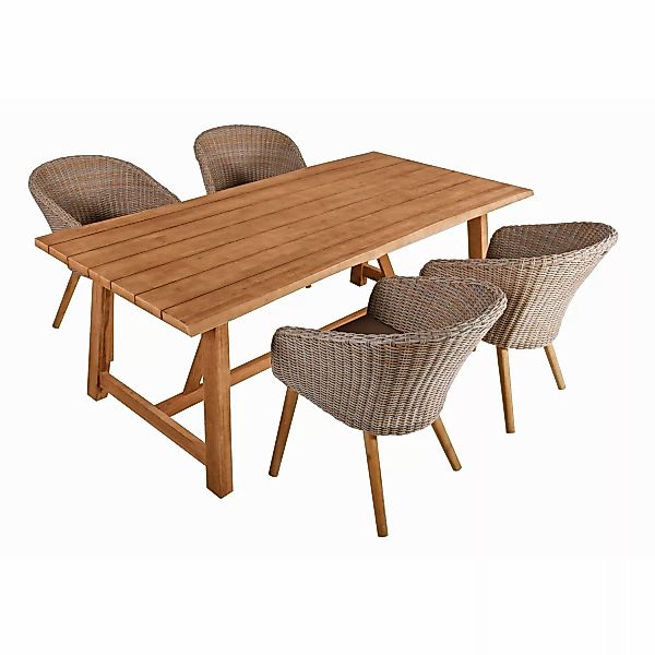 Garden Pleasure Garten-Essgruppe "OAKLAND", (5 tlg., 1x Tisch, 4x Sessel), günstig online kaufen