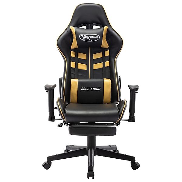 vidaXL Gaming-Stuhl mit Fußstütze Schwarz und Golden Kunstleder Modell 1 günstig online kaufen