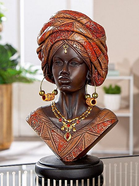 MF Afrikafigur Dekofigur Namibian Büste Frau mit Kopfschmuck Kunstharz brau günstig online kaufen