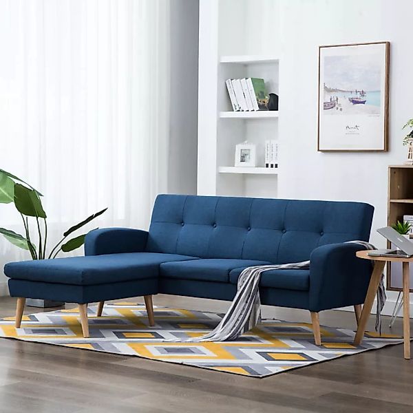 Sofa In L-form Stoffbezug 186 X 136 X 79 Cm Blau günstig online kaufen