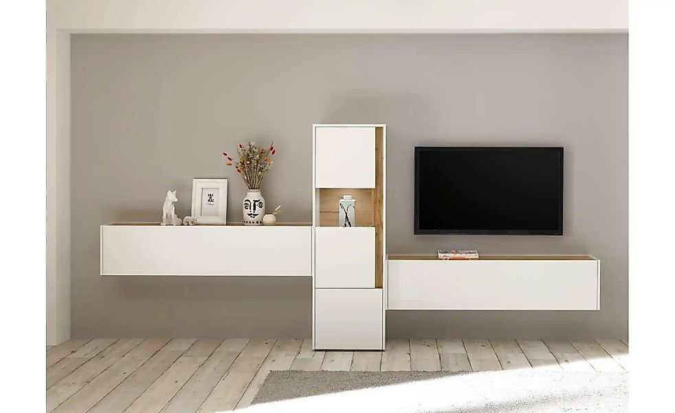 Wohnwand  Cande ¦ weiß ¦ Maße (cm): B: 350 H: 40 Kommoden & Sideboards > Wo günstig online kaufen
