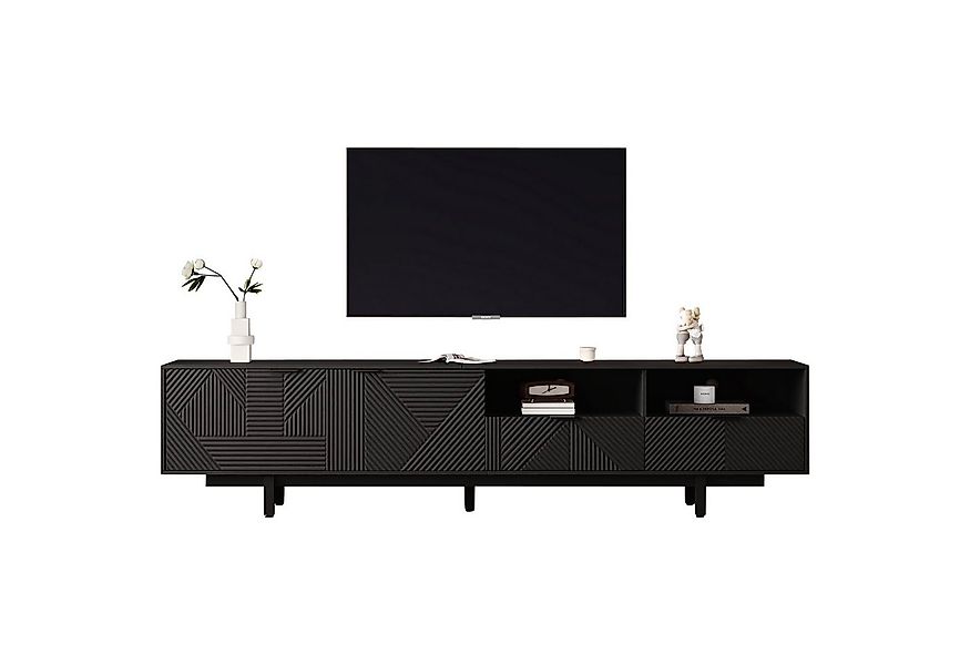 Merax Lowboard mit geometrischen Linien, TV-Schrank mit 2 Türen, 2 Schublad günstig online kaufen