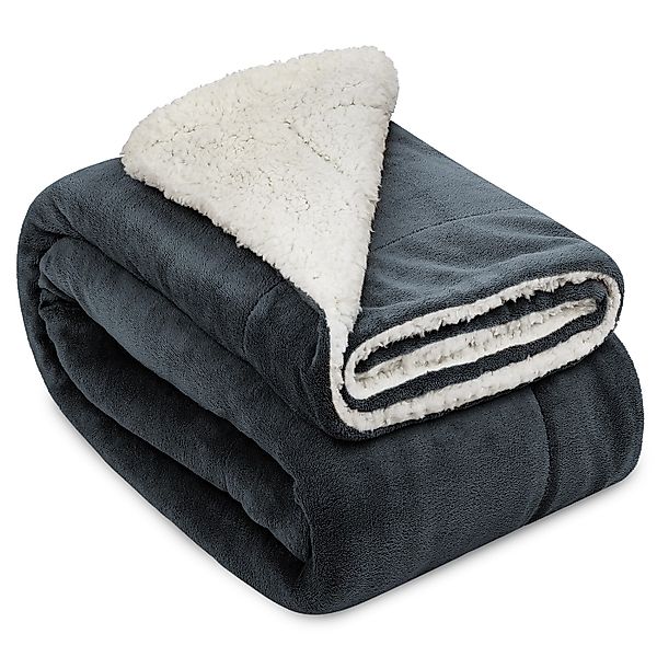 Wohndecke Alina, Beautissu, Sherpa Kuscheldecke Anthrazit/Weiß günstig online kaufen