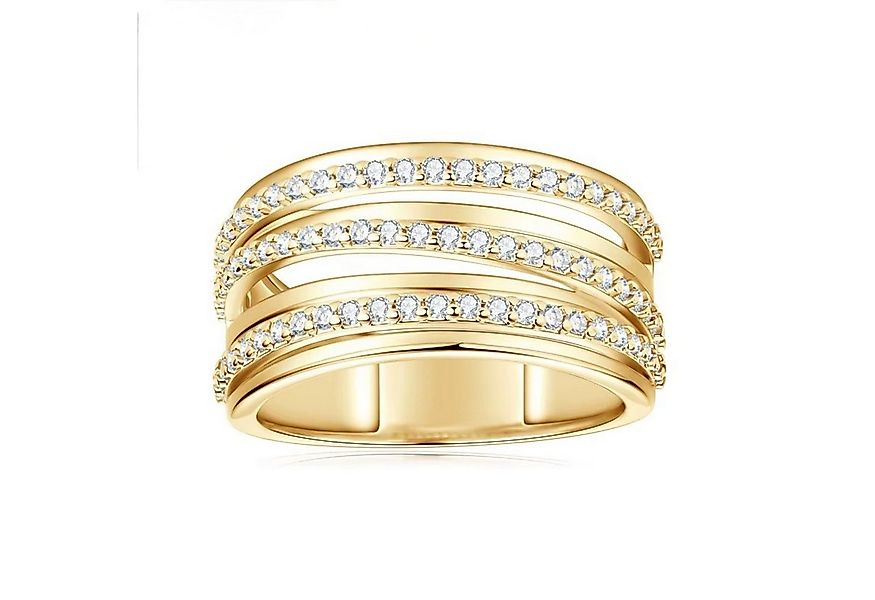 ROUGEMONT Fingerring Funkelnder Damen Ring Zirconia Pavé 18K Vergoldung günstig online kaufen