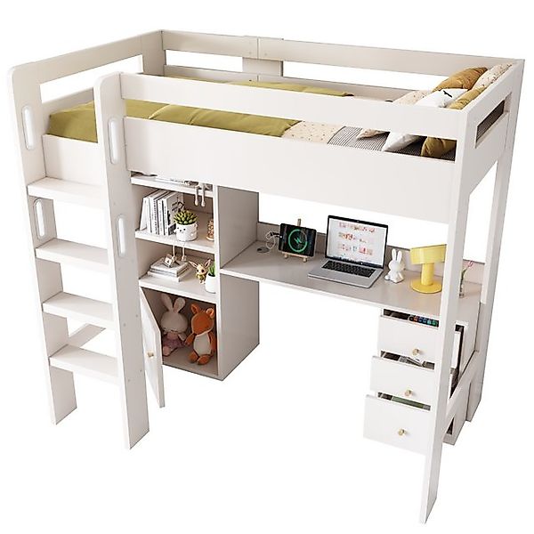 REDOM Hochbett Loftbett mit Schreibtisch und Stauraum (Kinderbtt, Etagenbet günstig online kaufen