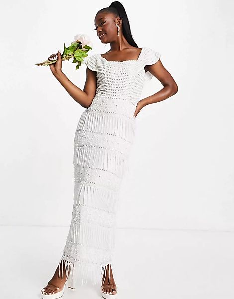 Virgos Lounge – Bridal – Kleid in Weiß mit Carmenausschnitt günstig online kaufen
