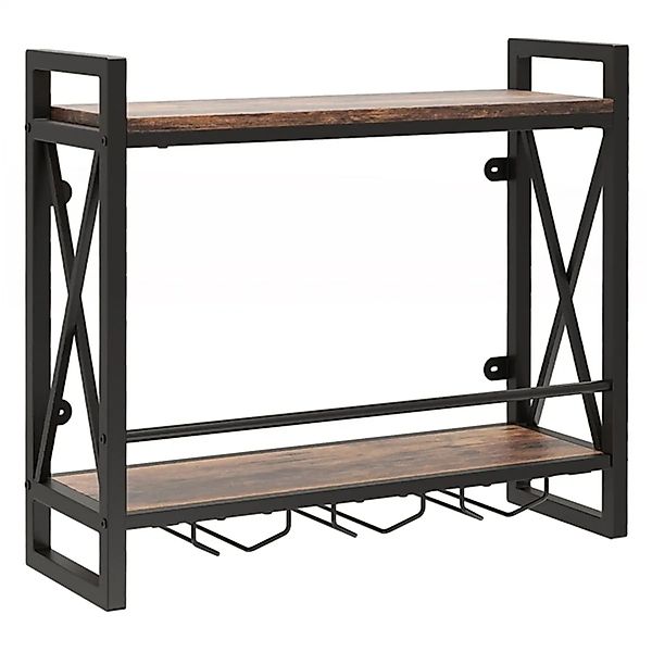 Costway Weinregal Wand 2 Ebenen 3 Weingläser Industrial günstig online kaufen