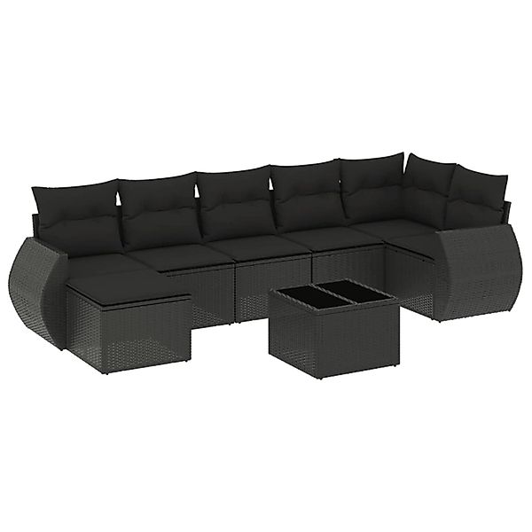 vidaXL 8-tlg Garten-Sofagarnitur mit Kissen Schwarz Poly Rattan Modell 96 günstig online kaufen