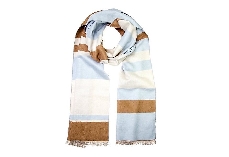 TINITEX Seidenschal Winterschal Seidenflanell Schal blau braun gestreift günstig online kaufen