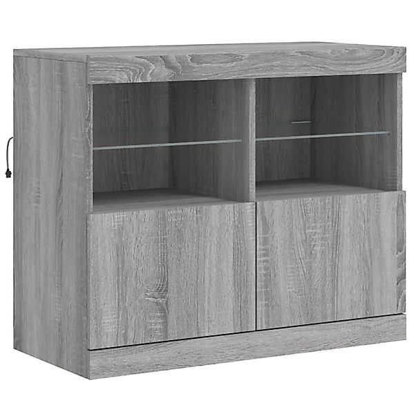 vidaXL Sideboard mit LED-Leuchten Grau Sonoma 81x37x67 cm 836663 günstig online kaufen