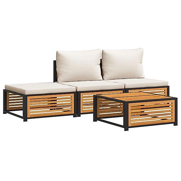vidaXL 4-Tlg Garten-Sofagarnitur mit Kissen Massivholz Akazie 3214931 günstig online kaufen