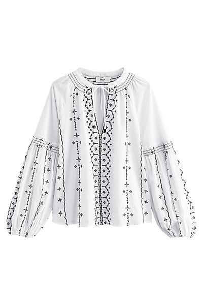Next Langarmbluse Langärmelige Boho-Bluse mit Kontraststickerei günstig online kaufen