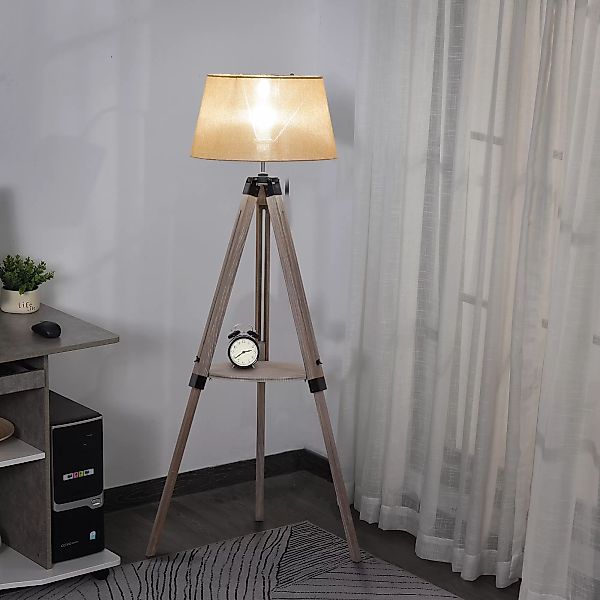 HOMCOM Stehlampe mit Regal  Höhenverstellbare Standleuchte im Vintage-Stil, günstig online kaufen