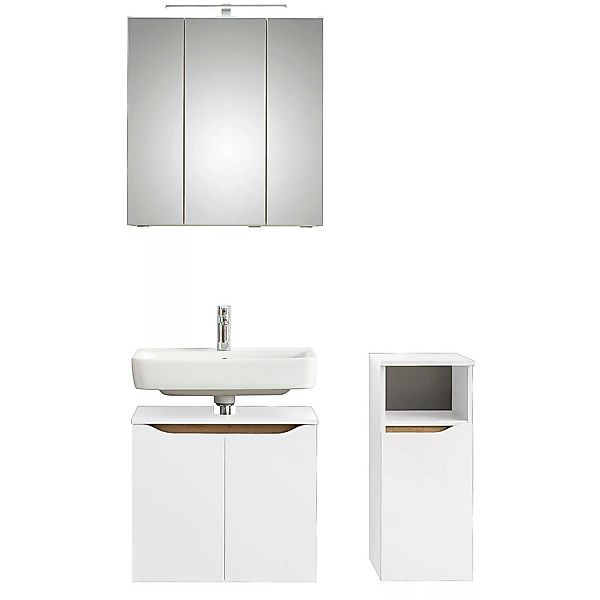 Badezimmer Möbel Set in Weiß Glanz mit Weiß Hochglanz QUEIMADOS-66, B/H/T c günstig online kaufen