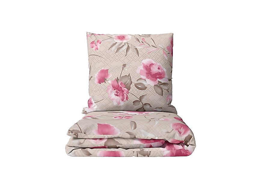 LINKHOFF Bettwäsche Blumen Bettwäsche 135x200 oder 155x220 Creme Beige, Fla günstig online kaufen