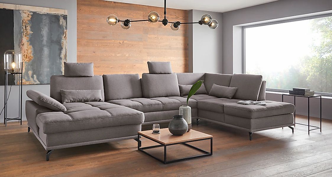 PLACES OF STYLE Wohnlandschaft "Costello U-Form, B: 363 cm mit Sitztiefen-, günstig online kaufen