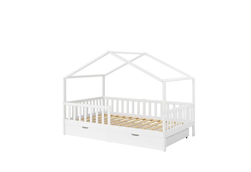 Bellabino Kinderbett Bia mit Rausfallschutz & Lattenrost (weiß, mit zwei Sc günstig online kaufen