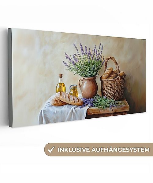 OneMillionCanvasses® Leinwandbild Panorama Lavendel - Brot - Stilleben, Fot günstig online kaufen