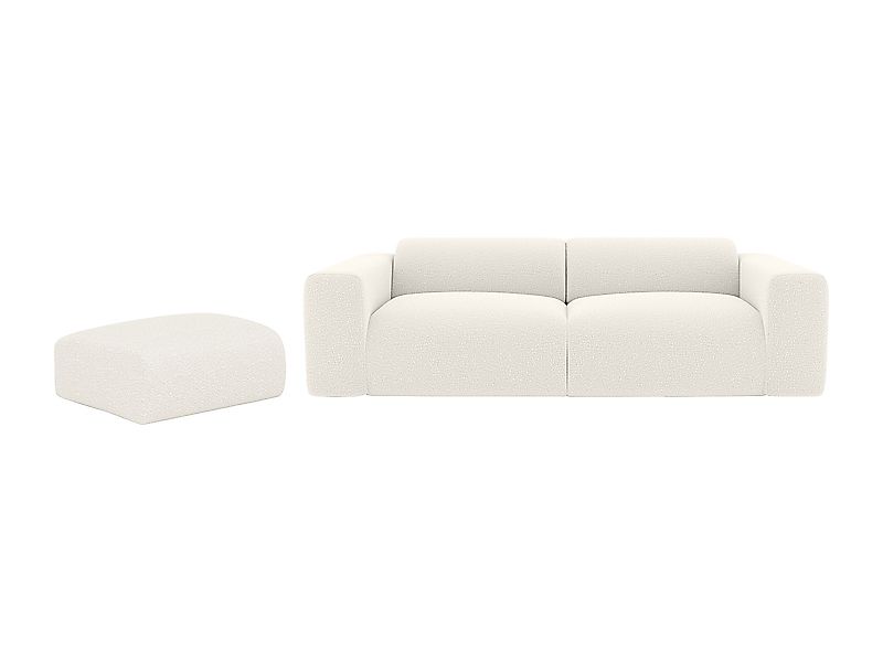 Sofa 3-Sitzer & Hocker - Bouclé-Stoff - Weiß - POGNI von Maison Céphy günstig online kaufen