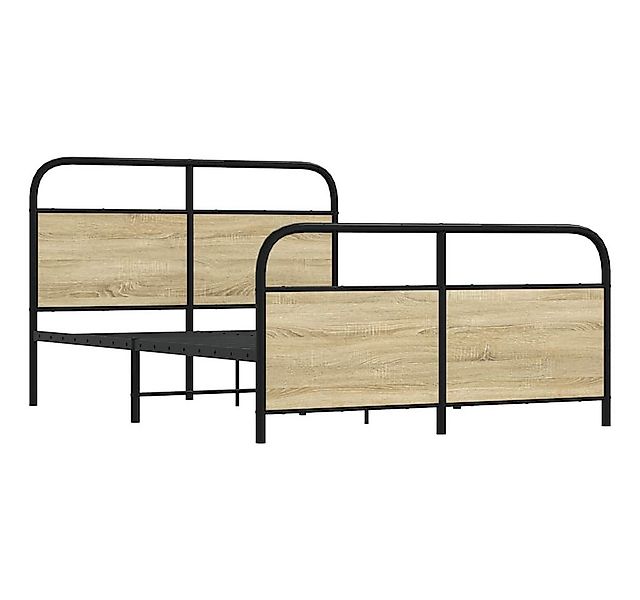 vidaXL Bett Metallbett ohne Matratze Sonoma-Eiche 140x200 cm günstig online kaufen