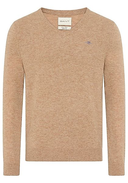 Gant V-Ausschnitt-Pullover EXTRAFINE LAMBSWOOL V-NECK mit Logostickerei günstig online kaufen