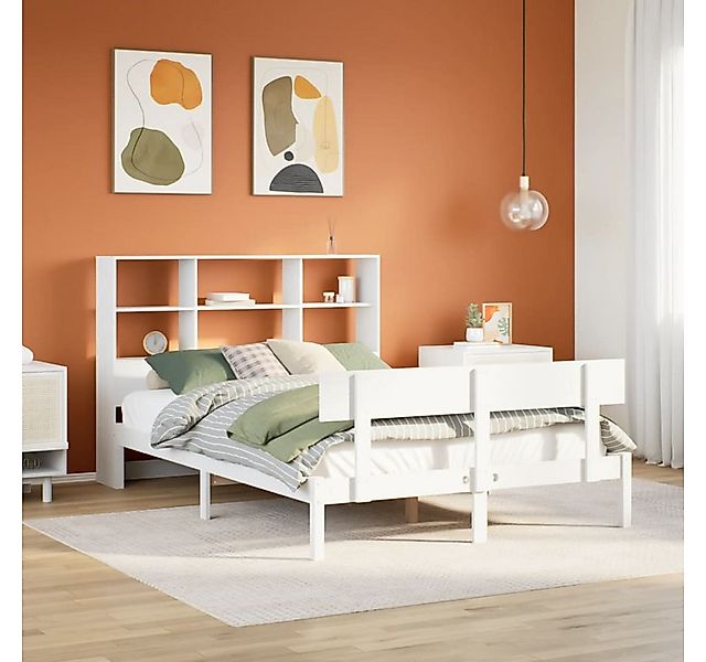 vidaXL Bett, Massivholzbett mit Regal ohne Matratze Weiß 140x200 cm Kiefer günstig online kaufen