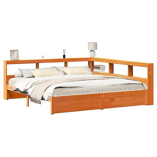 vidaXL Bücherregal-Bett mit Kopfteil 2-Tlg Wachsbraun 200 x 200 cm 3422738 günstig online kaufen