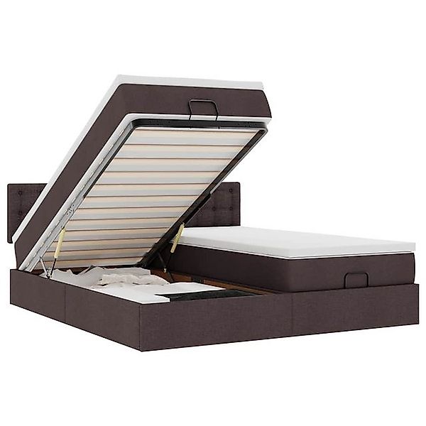 vidaXL Bett Ottoman-Bett mit Matratzen & LEDs Dunkelbraun 180x200 cm Stoff günstig online kaufen