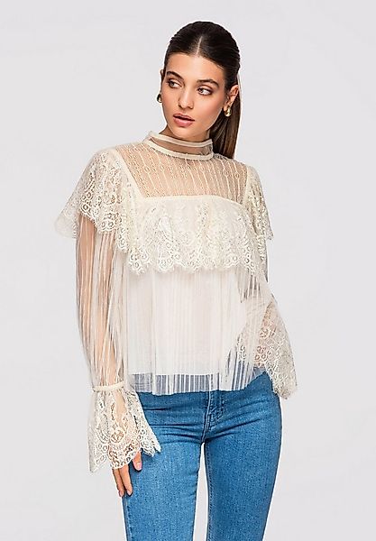 OMBRE Spitzenbluse Damenbluse mit Spitzencape und zweiteiligem Top günstig online kaufen