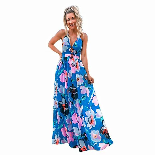 RUZU UG Dirndl Swing-Kleid Druckkleid Summer Hot Girl Damen Neckholder-bedr günstig online kaufen
