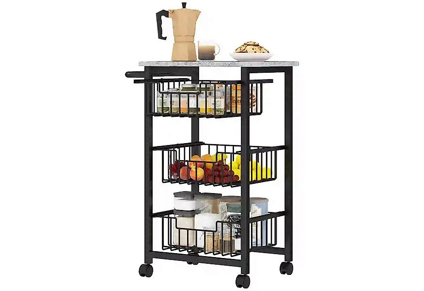 BlingBin Küchenwagen Servierwagen mit Arbeitsplatte, 3/4 ausziehbaren Stahl günstig online kaufen