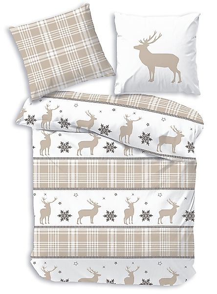 LINKHOFF Bettwäsche Biber Bettwäsche 135x200cm Christmas günstig online kaufen