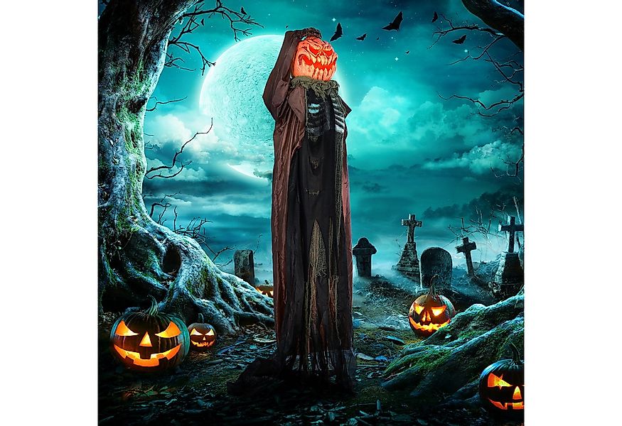 HOMCOM Dekofigur 183cm, mit LED-Lichter, Soundfunktion, verstellbarer Kopf günstig online kaufen