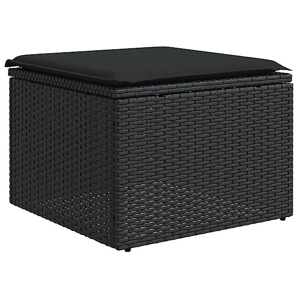 vidaXL Hocker Gartenhocker mit Kissen Schwarz günstig online kaufen