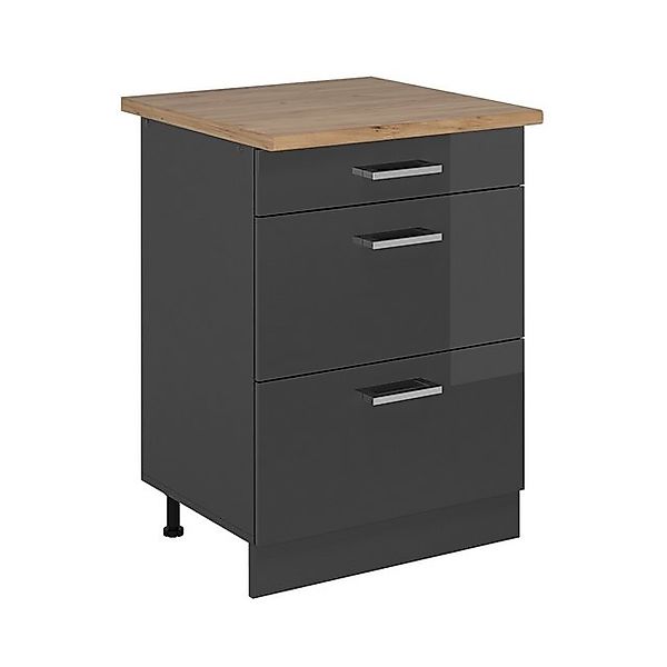 Vicco Unterschrank R-Line, Anthrazit Hochglanz/Anthrazit, 60 cm mit Schubla günstig online kaufen