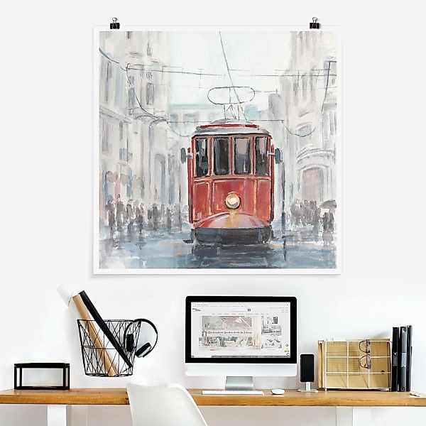 Poster - Quadrat Straßenbahn-Studie I günstig online kaufen